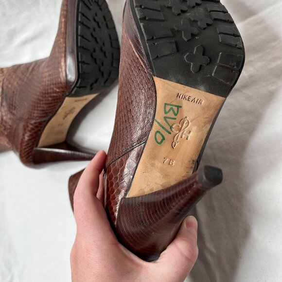 Cole Haan Nike Air Womens Brown Scale Print Leather High Heel Ankle Boots 7 - Picture 5 of 11